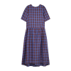 Linen check button dress(purple)