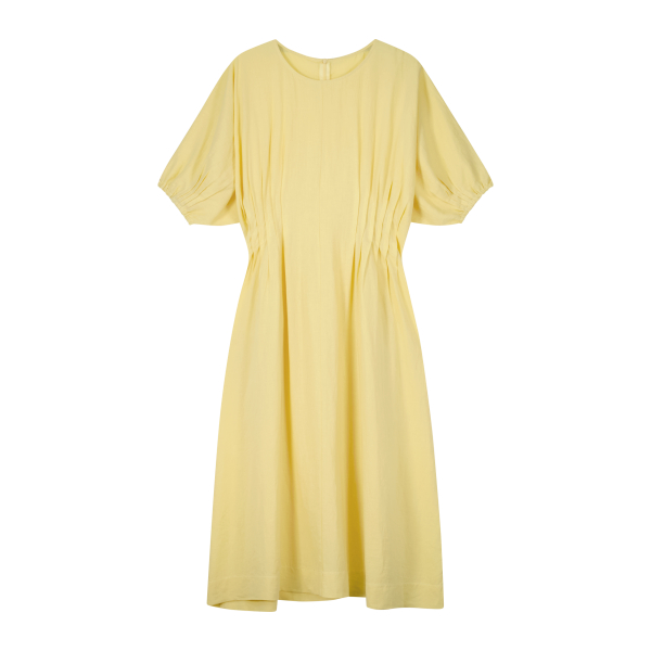Linen puff pin tuk dress(yellow)